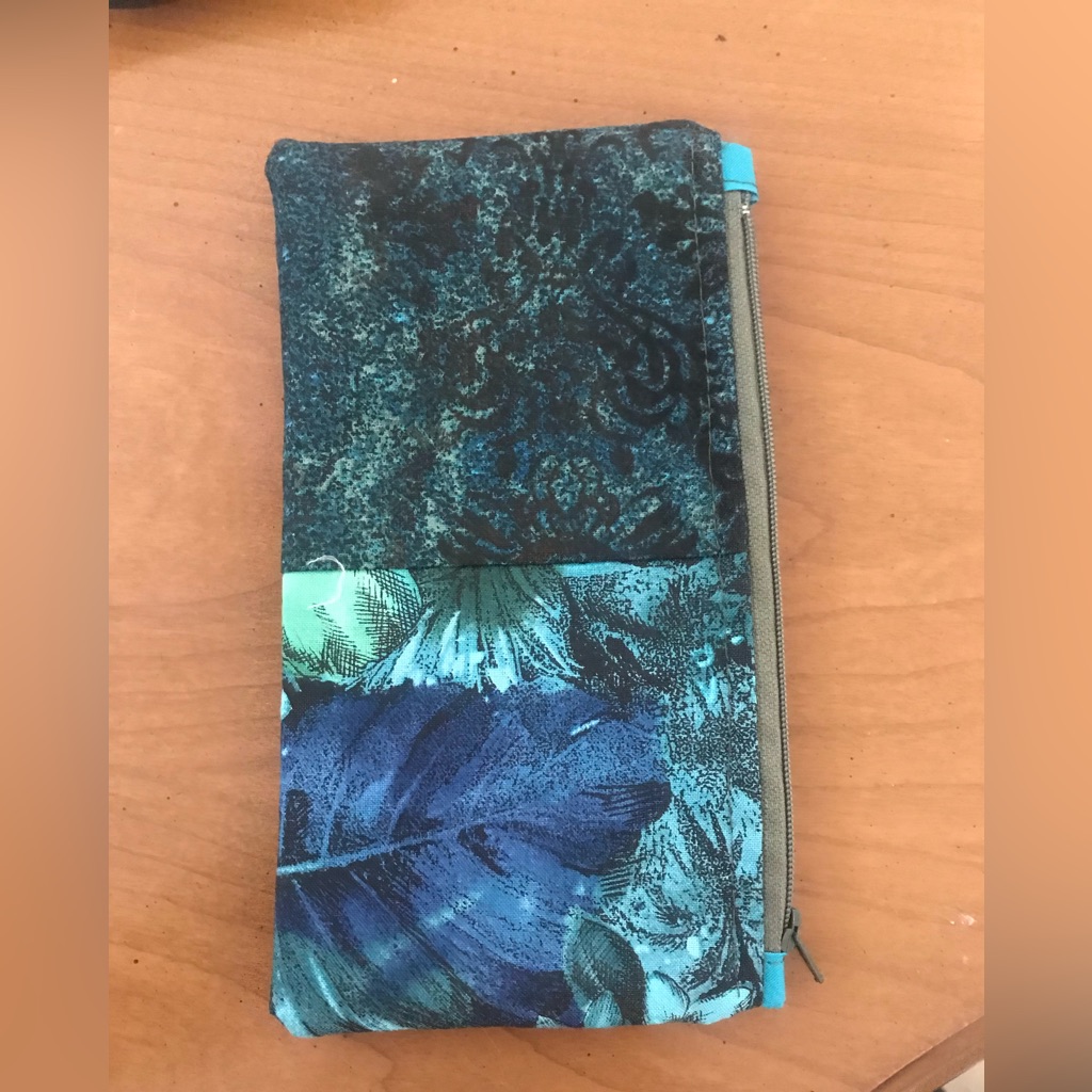Blue And Green Patterned Pouche